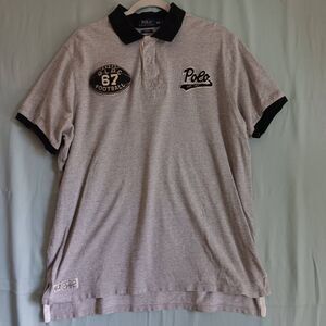 Ralph Lauren (RLPC) Mens XXL Shirt Grey Polo Black Collar Custom Fit